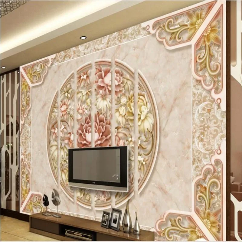 

wellyu Custom large - scale murals modern style marble stone embossed TV sofa background wall wallpaper papel de parede