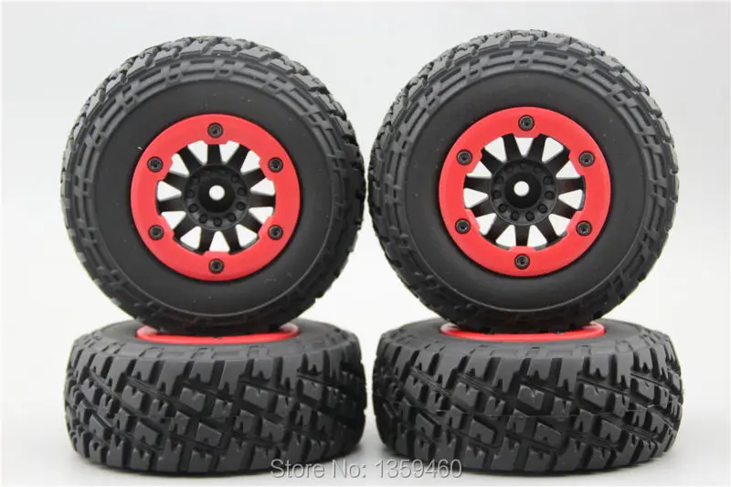 4pcs RC 1/10 Bead Lock Short Course Tire Tyre Set 12mm hex 1/2 offset SC Tire For TRAXXAS SlASH 30005