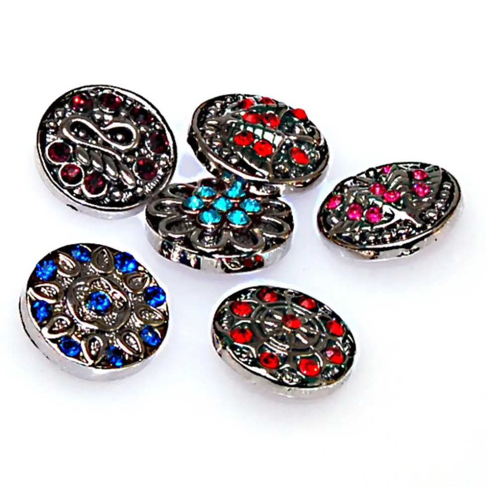 18mm Crystal Rhinestone Snap Button Insert Charm For Diy Interchangeable Charm Bracelet & Bangle Jewelry Making