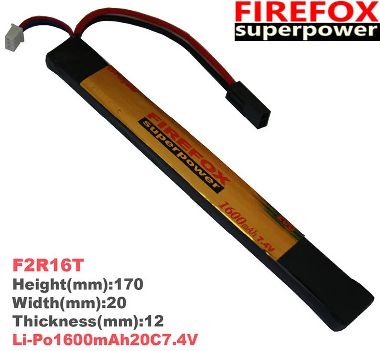 

1pcs 100% Orginal FireFox 7.4V 1600mAh 20C Li Po AEG Airsoft Battery F2R16T Drop shipping