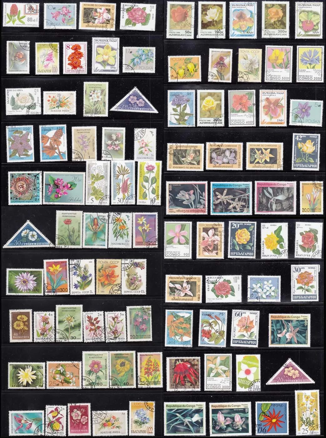 50Pcs/Bag World Flowers Stamps All Different from Many Countries NO Repeat  Marked Postage Stamps for Collecting