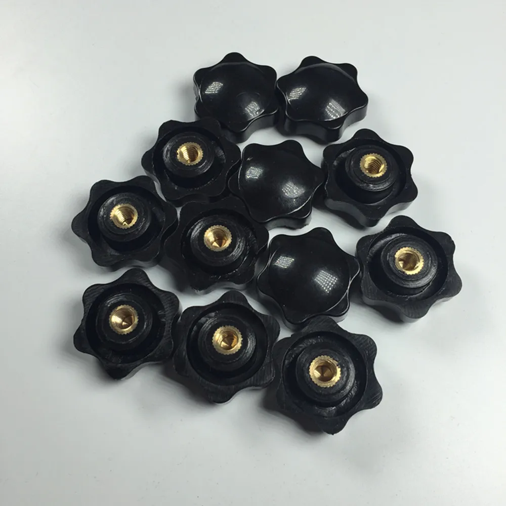 12 pcs Nero di Plastica 32 millimetri Diametro della Testa 6 A Star di Serraggio Manopole M6