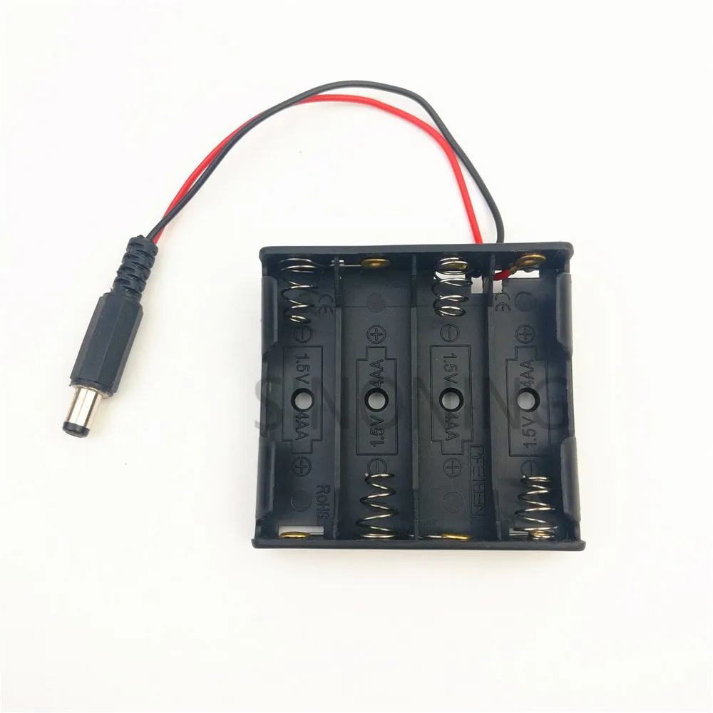 1pc AA Size Battery Storage Box Case Holder Leads With 4 Slots DC plug DIY Standard Batteries Charging