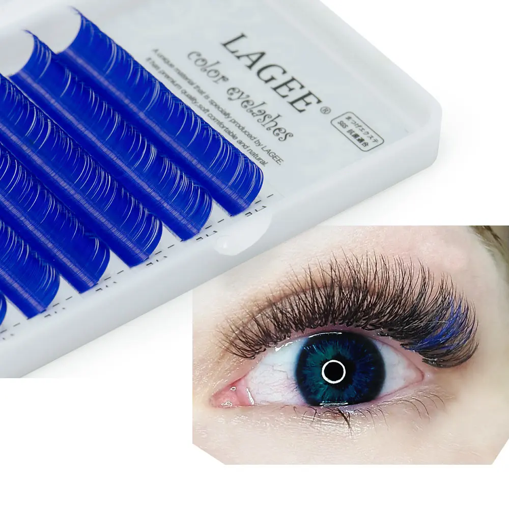 LAGEE Eyelash Extension Purple Blue Brown Color Lashes Individual Premium Mink Soft Volume Colorful Eyelashes for Nagaraku Line