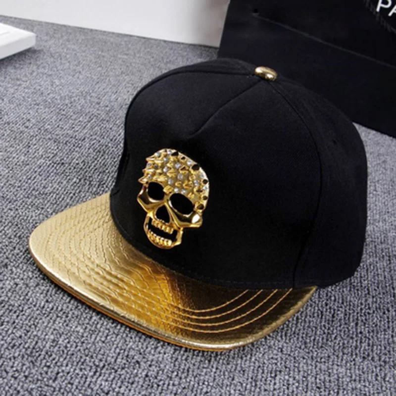 Cool Novelty Skull Rivets Punk Hip Hop Baseball Cap Men Women SunShade Cotton Sports Sunscreen Cap Street Dance Sun Hats P46
