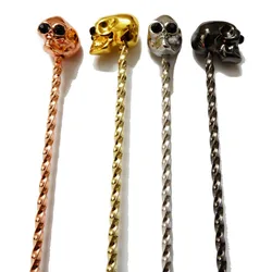 Skull Barspoon Cocktail Spoon Stainless Steel Mixing Cocktail Spoon, Spiral Pattern Bar Tool