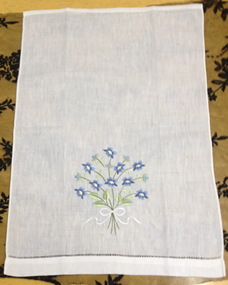 ノベルティユニセックスハンカチ 12 ピース/ロット 14 × 22 "白リネンヴィンテージ & ホリデーハンカチ刺繍花 hankies 機会のため