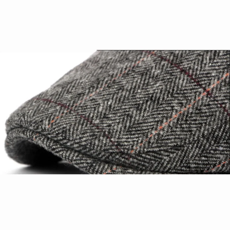 HT1329 Berets for Men Autumn Winter Men Cap Wool Beret Hat Retro Plaid Advanced Flat Cap Classic Vintage Striped Beret Cap
