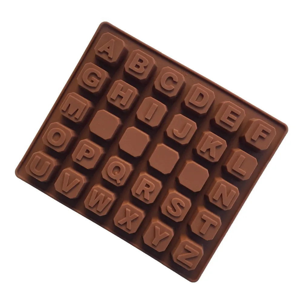 4PCS 30 Holes English Letters Four Spaces Even Chocolate Mold Silicone Cake Mold Soap Mold