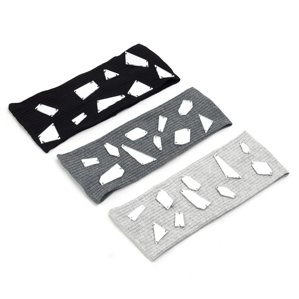 Geebro Women Bohemia Fashion Mirror Accessories Ribbed Cotton Headband For Girls Head Wrap Female Elastic Hairband Turban