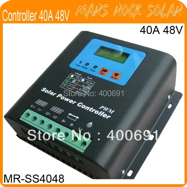 40A 48V PWM Solar Power Controller Regulator,LED display,Metal Shell, Temperature Compensate, Workable for Home System and Light