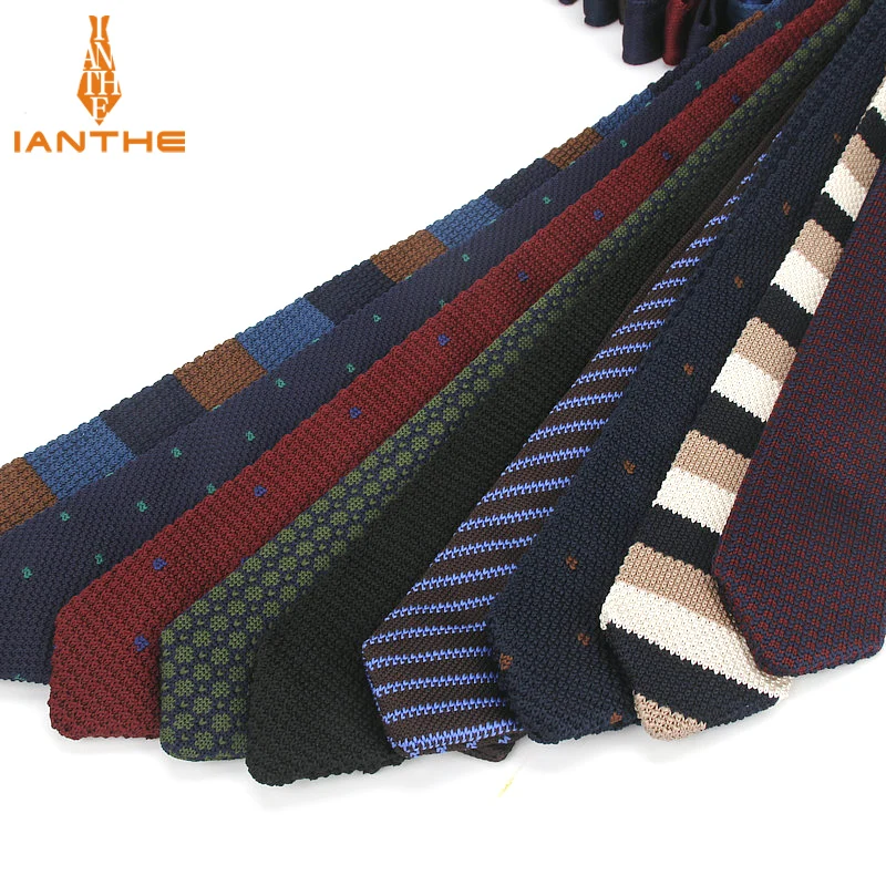 

Fashion Slim Neck Tie Wedding Knitt Necktie for Men Skinny Knit Ties Man Gravata Navy Solid Stripe Dot Narrow Knitted Neckties