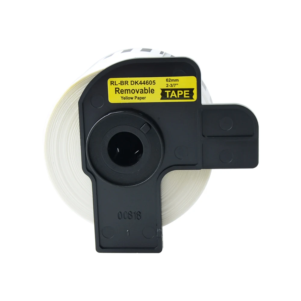 AOMYA 2 Rolls Label tape DK-44605 Label 62mm*30.48m Continuous Compatible for Brother Transferable rubber/paper Black on Yellow