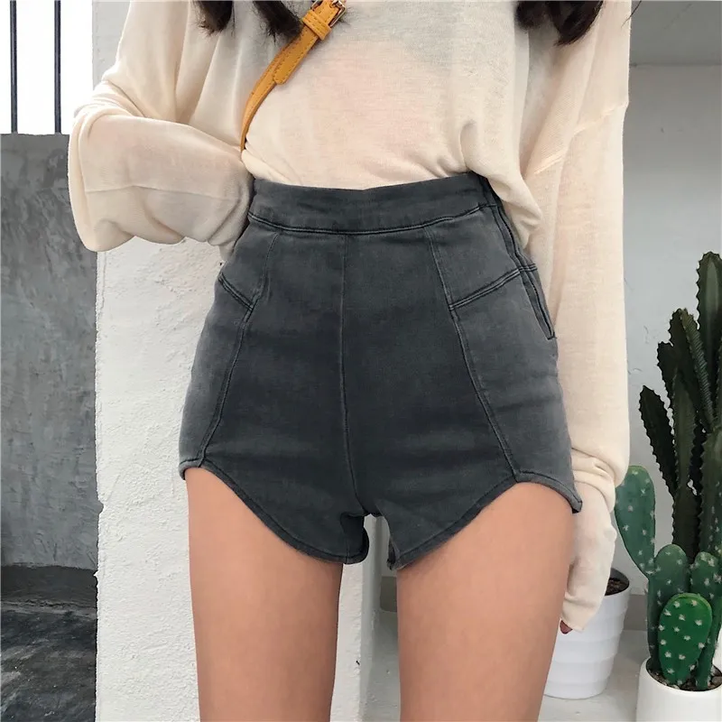 

2022 New Sexy Women Slim High Waist Jeans Denim Tap Short Hot Shorts Tight A Side Button