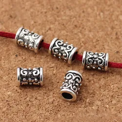 50pcs/lot Retro Craft Cylinder Big Hole Spacer Beads High Quality Metal Tube Charm Beads DIY Women Men Jewelry Making Findings