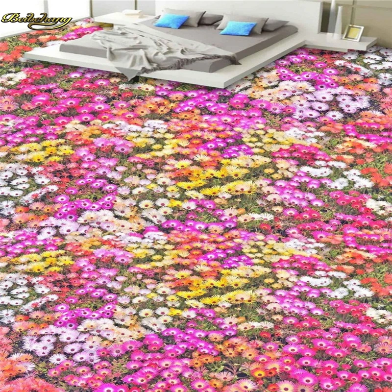 

beibehang Custom Photo Floor 3D Floor Painting Wallpaper Flower 3D Plant D Floor Paste papel de parede