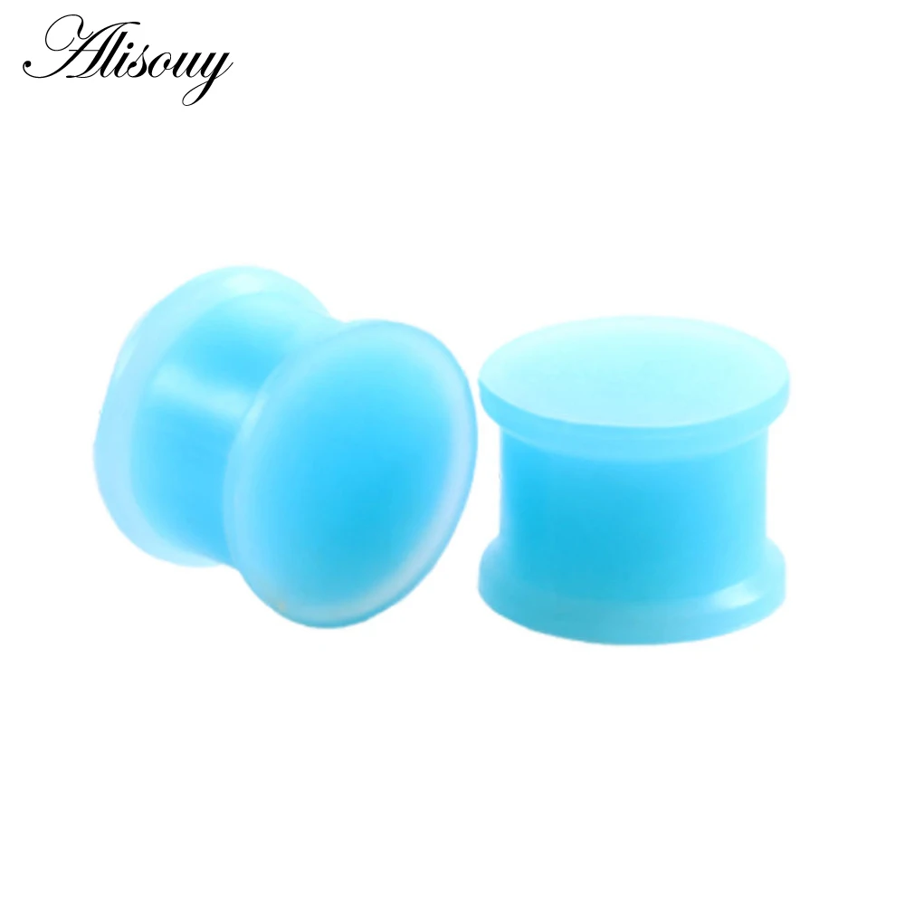 Alisouy 1 Pair Silicone Flexible Thin Double Flared Ear Plugs Flesh Tunnel Ear Gauge Expandar Stretcher Earrings body Piercing