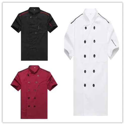 Ropa de trabajo de manga corta para Chef, uniforme de trabajo para Hotel y restaurante, Tops de cocina de alta calidad