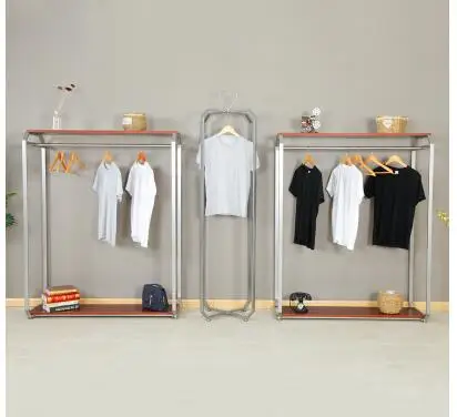 

Silver clothing store rack display rack women's clothing store rack iron art display clothing rack running water platform .