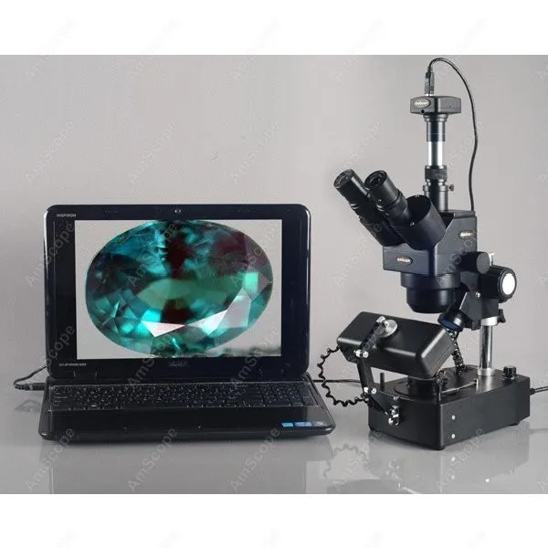 Jewelry Gem Trinocular Microscope--AmScope Supplies 10X-60X Jewelry Gem Trinocular Stereo Microscope with Three Lights