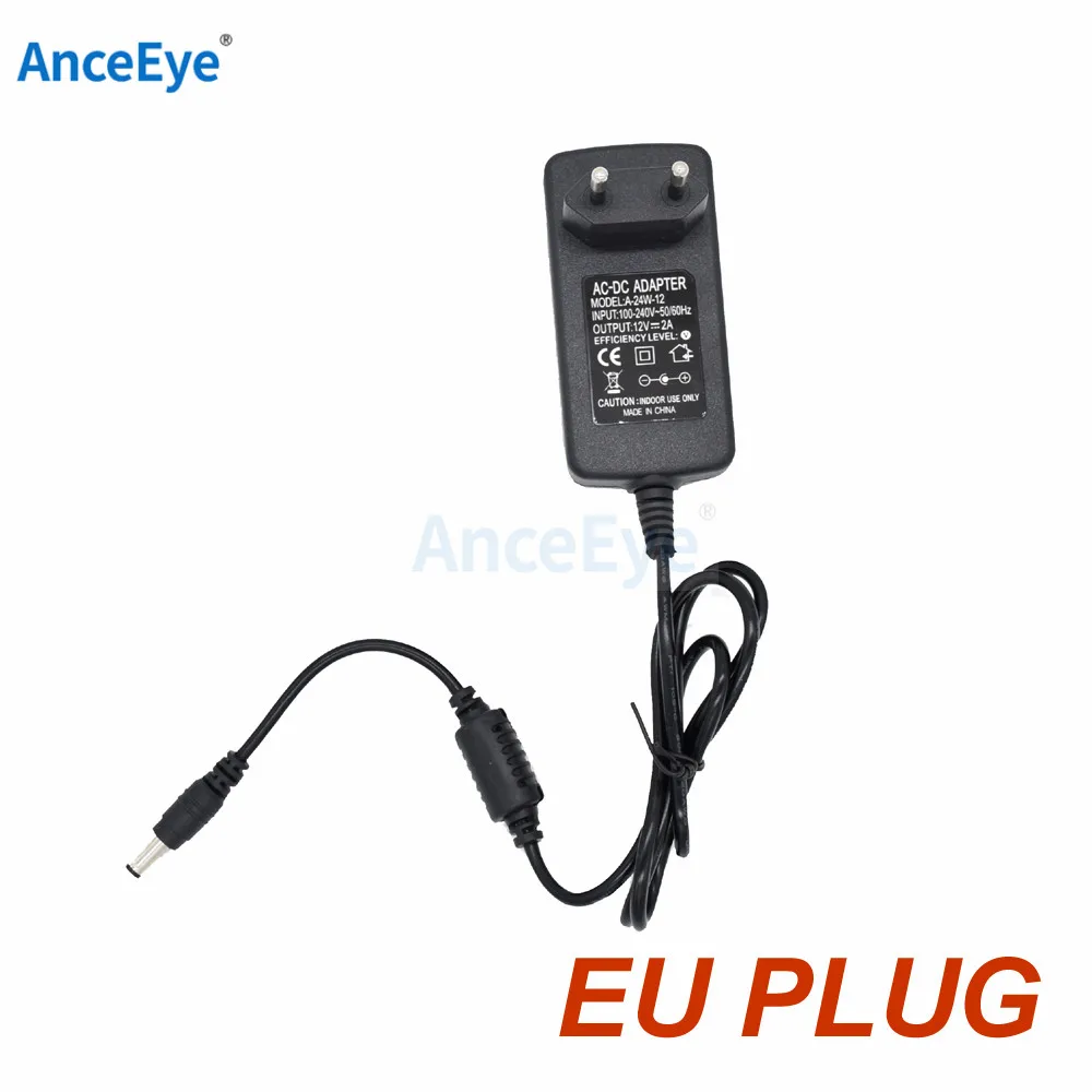 Anceeye 12 V 2A AC 100 V-240 V Chuyển Đổi Adapter DC 12 V 2A 2000mA Cung Cấp Điện EU AU ANH MỸ Cắm 5.5mm x 2.1mm cho CCTV IP Máy Ảnh