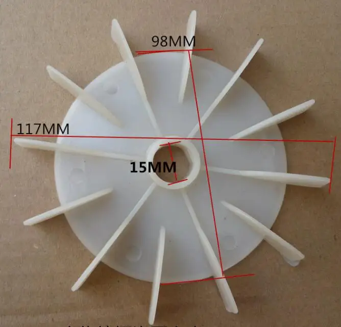 Single-phase motor plastic fan blade Air pump fan 15mm D-type hole  hole Cooling 98mm 117mm