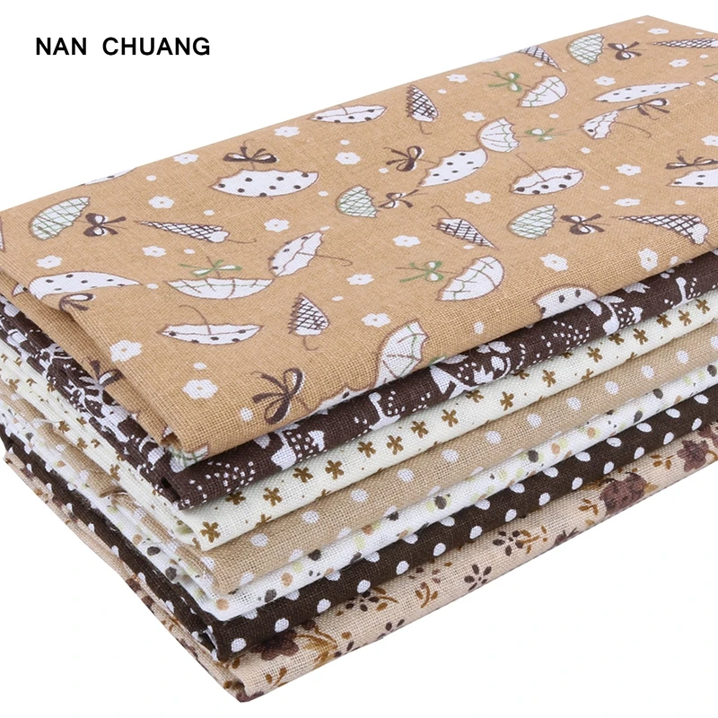 Nanchuang Coffee Thin Cotton Fabric Patchwork For Sewing Scrapbook Cloth Tissue For Quilt Needlework Pattern 25x25m 7Pcs/Lot