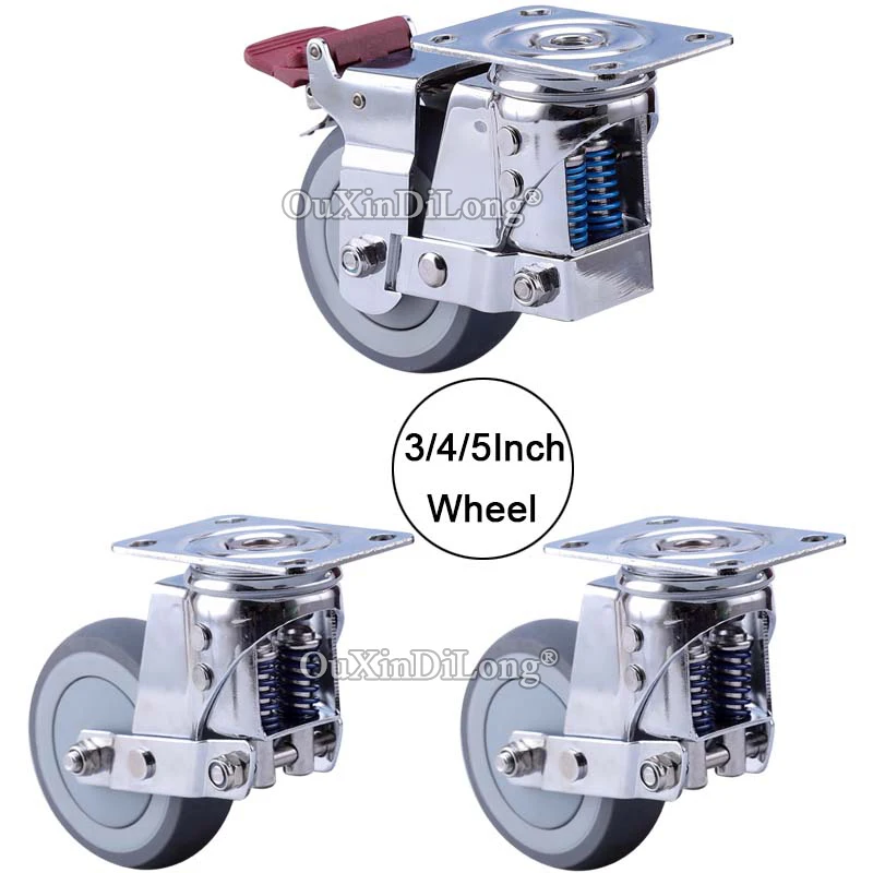 Brand New 4PCS Heavy Equipment Gate Industrial Casters Spring Anti-Seismic Casters with Silent Damping Wheels Rollers Runners