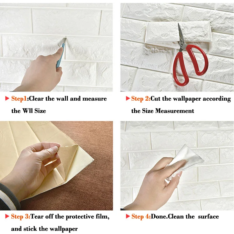 60*30cm 3D Self Adhesive Foam Brick Wall Stickers for Kids room DIY Bedroom for Home Decor Wallpaper Solid color Living Sticker
