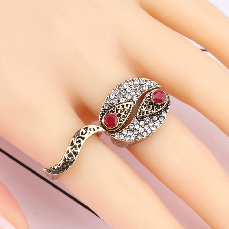 Kinel New Arrivals Fashion 3Pcs Bohemia Women\'s Rings Sets Antique Gold Color Mosaic Crystal Midi Ring Unique Retro Jewelry