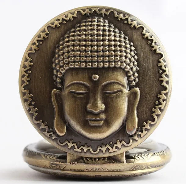 figure of Buddha Bronze antiques quartz pendant Modern hours clock men and woman Necklace pocket watches gift