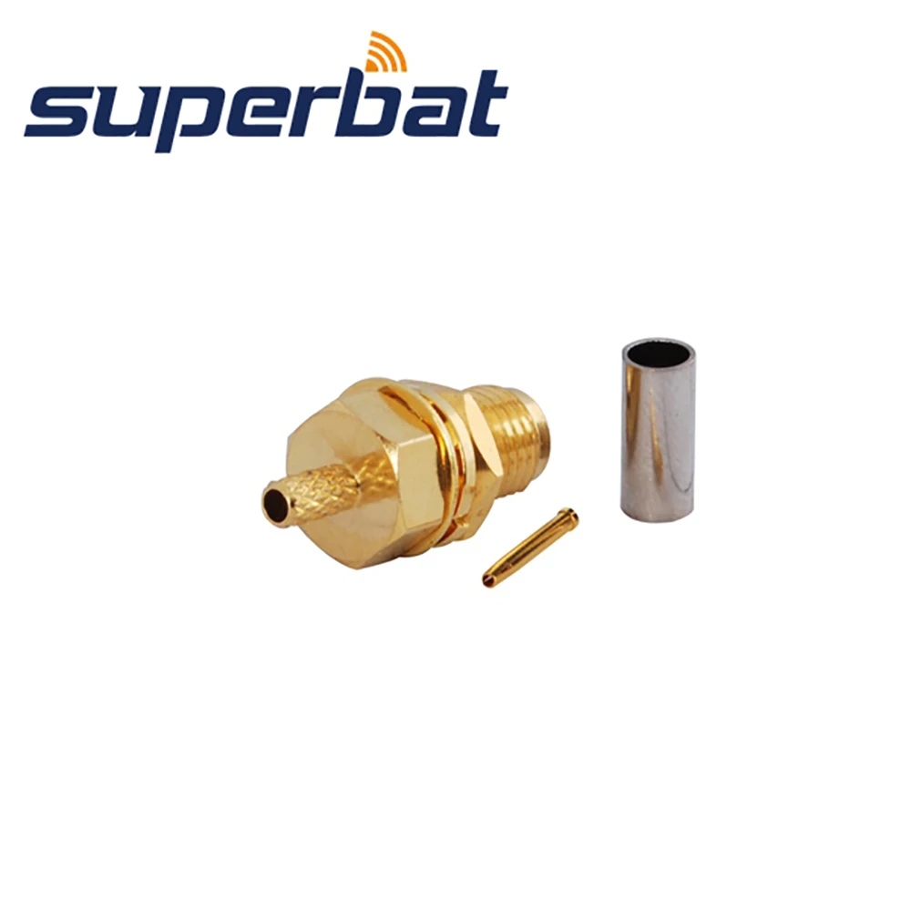 Superbat SMA Crimp Female Bulkhead RF Coaxial Connector for Cable RG174,RG188A,RG316,LMR100