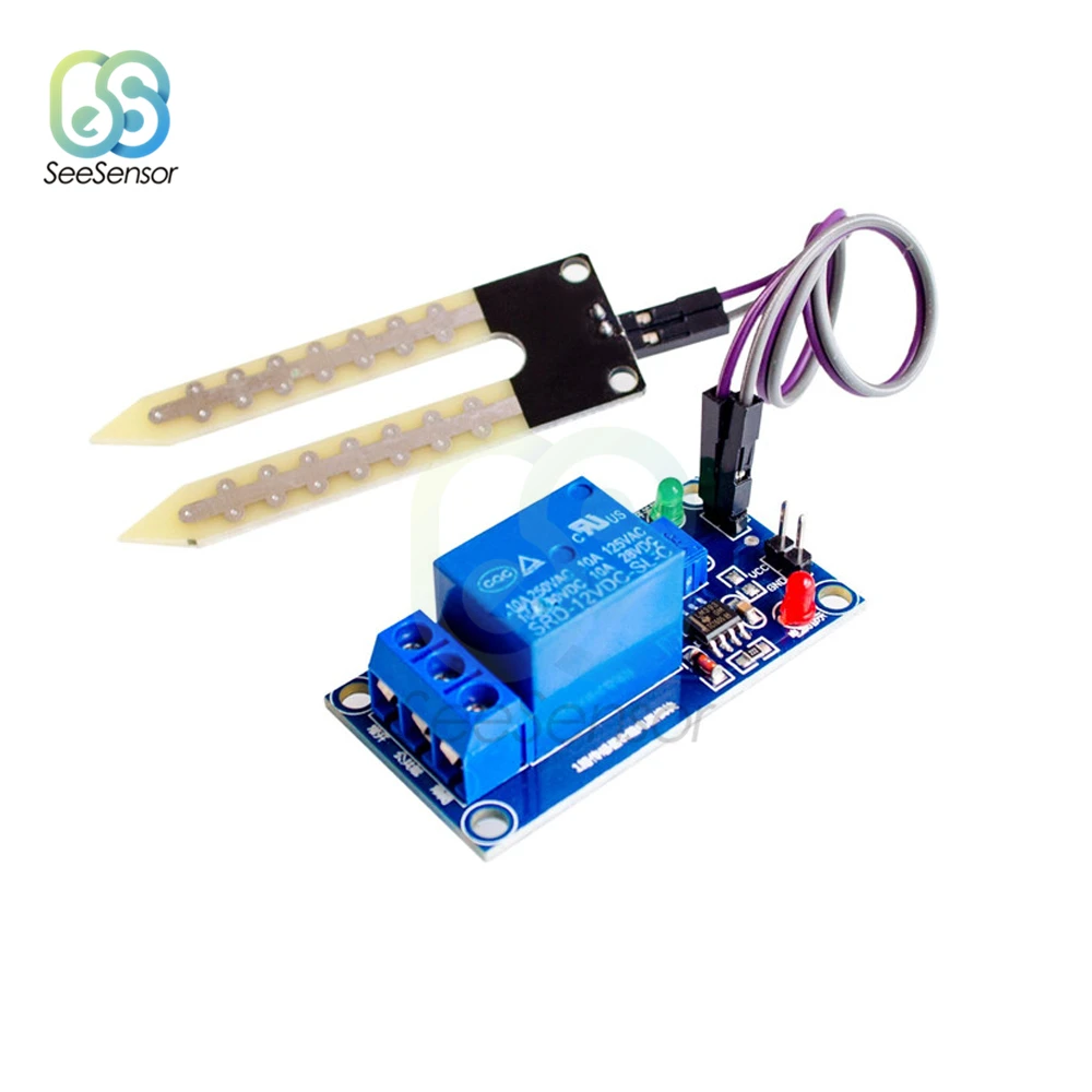 DC 12V Soil Moisture Sensor Relay Control Module Hygrometer Measure Tools Automatic Watering Humidity Starting Switch