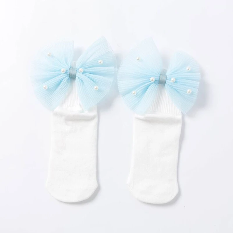 New Baby Girls Socks With Bows Toddlers Infants Cotton Ankle Socks Beading Baby Girls Princess Sock Cute Children Socks