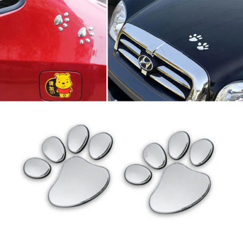 1 Pair of Stylish Bear Paw Pet Animal Footprints Emblem Car Truck Decor 3D Sticker Decal