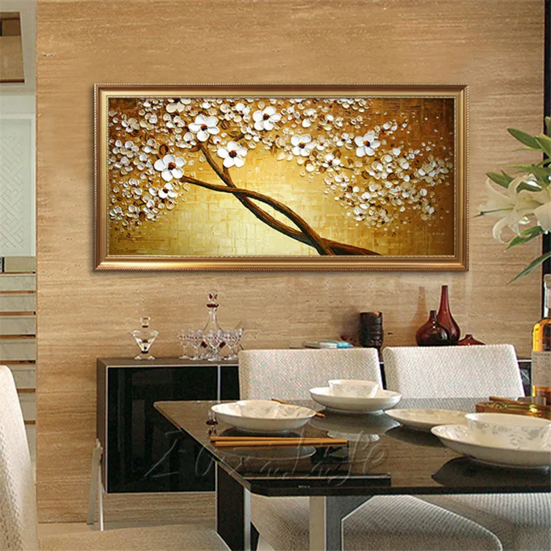 

Canvas Painting Hand Painted palette knife 3D texture Flower Tree Wall Pictures For Living Room Christmas decorations for home29