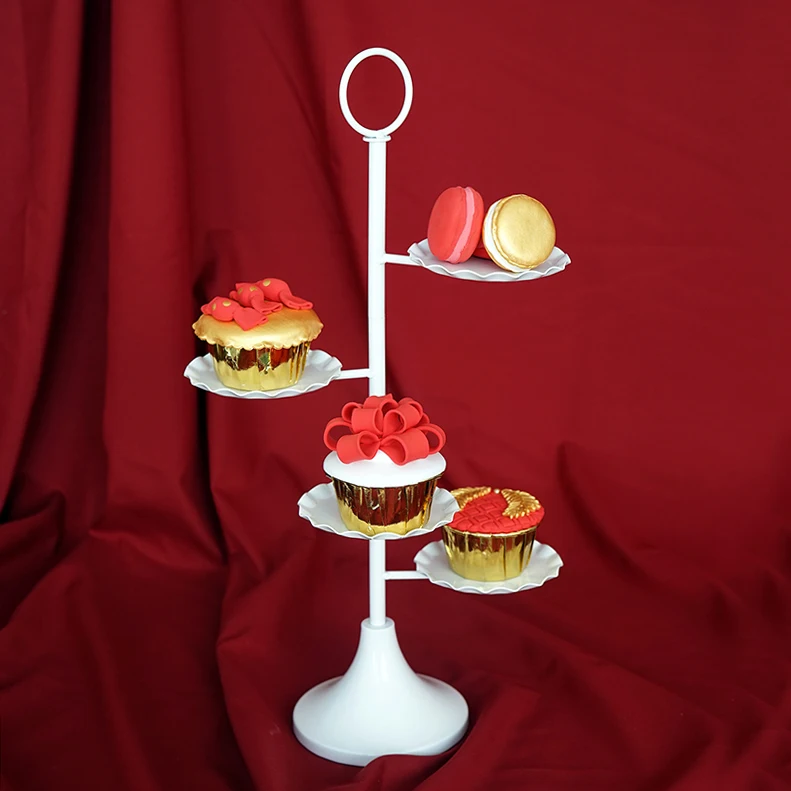 Cupcakes Ladder Stand 4 Heads Dessert Plate Cookies Decorating for Wedding Sweet Table Supplier Baker Showcase Display