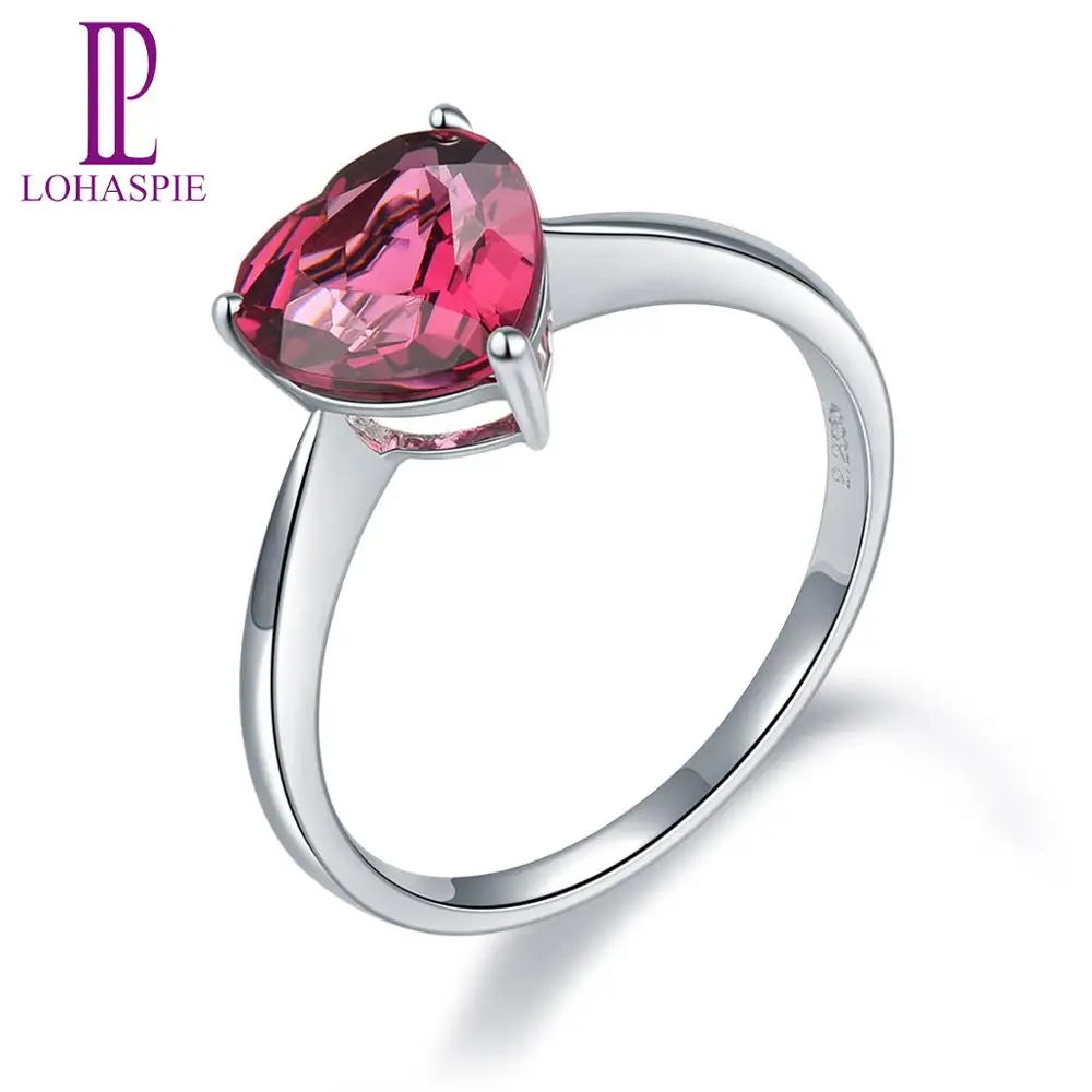 

LP 100% Natural 14K White Gold 2.05 Carats Rhodolite Garnet Ring for Women Wedding Engagement Fine Jewelry Valentine's Gift