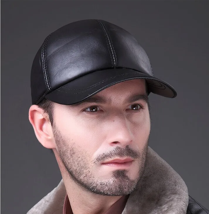 Aorice 2021 New Genuine Leather Adjustable Solid Deluxe Baseball Ball Cap Brand Men\'s Black Golf Sport Hats/caps HL008