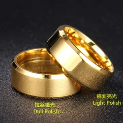 8mm Bright Polish Gold Color Titanium Ring For Men