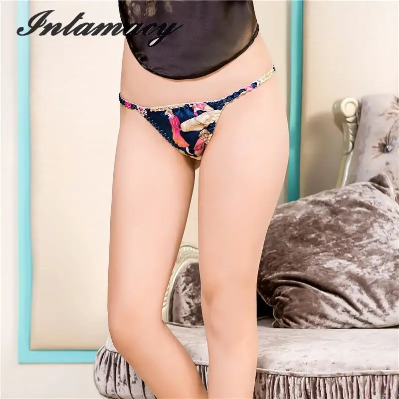 Fashion Sexy Female  100% Silk Underwear Lady Thong T Pants Briefs Lace.