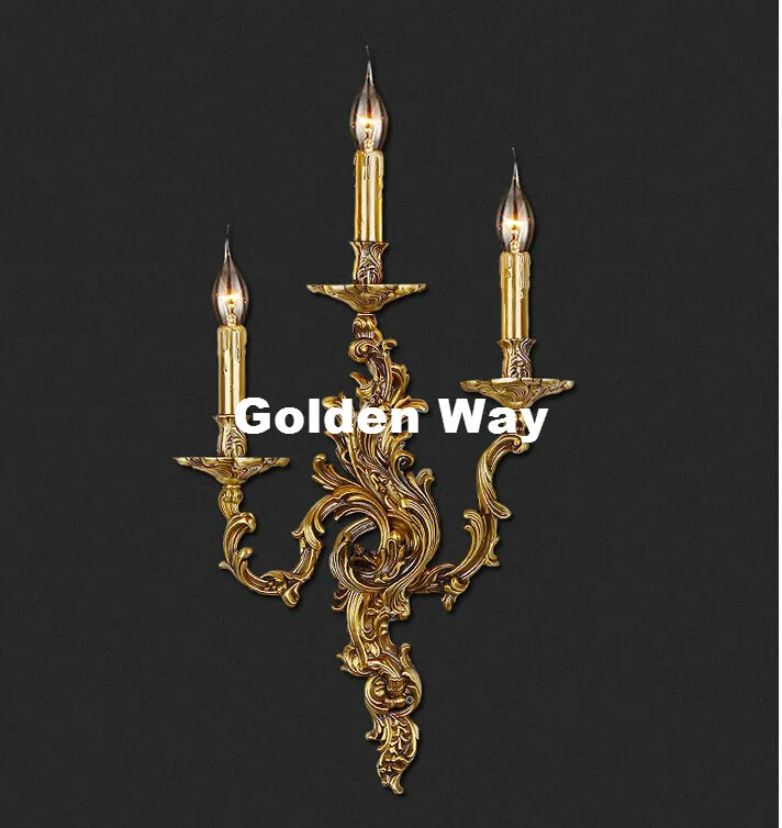 Classical Golden Brass Wall Lamp European Bronze Indoor Wall Sconce LightsCopper Wall light Decoration Lamp AC 100% Guaranteed