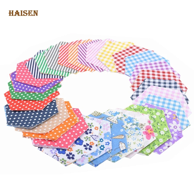 80pcs/Lot Hexagon Shape Not Repeat Random Chic Thin/Low Density Cotton Fabric Patchwork Tissue For DIY Quilting&Sewing Material