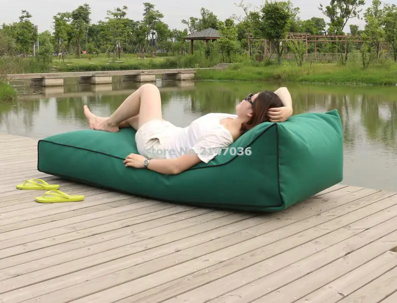 Long beach bean bag chair, waterproof beanbag sofa seat, outdoor comfortable bean lounger, cover only