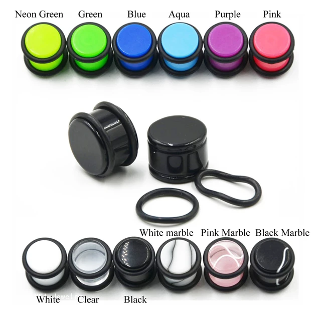 PAIR Acrylic Ear Plugs Stretching Tunnels Earlets Gauges Marble Ear Strehcher Kit Piercing With Double O ring 1.6mm 10mm AliExpress