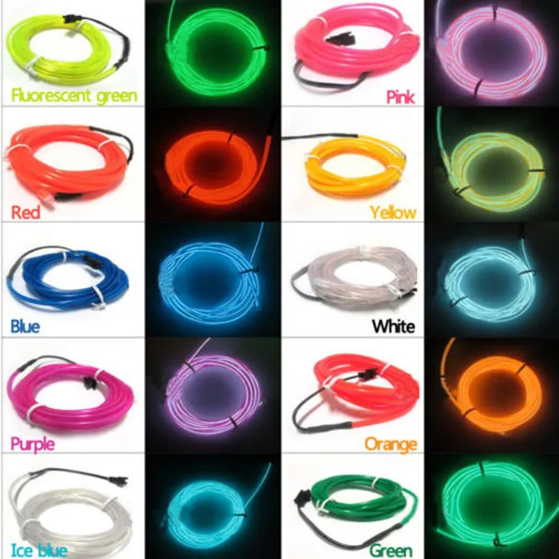 5V 1m/3m/5M USB EL wire flexible Glow EL tape tube Strip LED Lights Shoes Clothing Car waterproof led strip