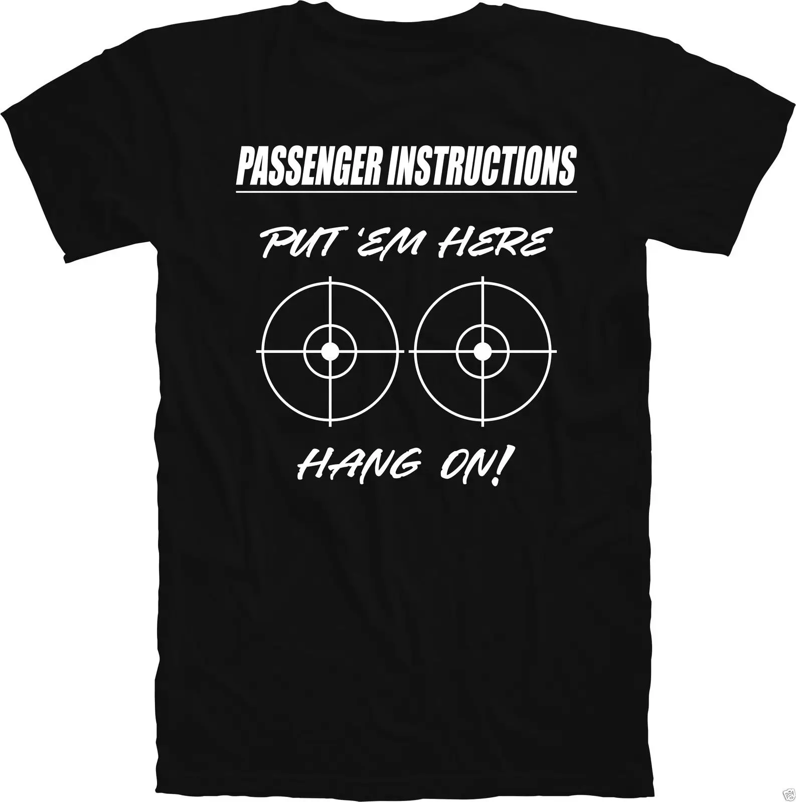 Newest Fashion Passenger Instructions - Put 'Em Here - Hang On - Bullseye - Boobs - Biker Shirt100% Cotton Humor Tee Shirts