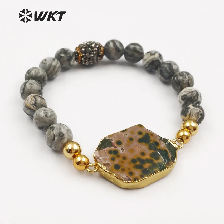 

WT-B408 New Special design style fahsion ocean bracelet Stone beads mixed colorfoe women jewelry bangle