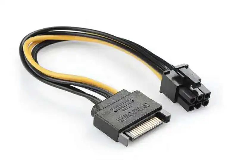 15 Pin SATA Power to 6 Pin Power Cable Adapter Connector 6P PCI-E PCI Express Adapter Graphics Video Card Converter Cable 20cm