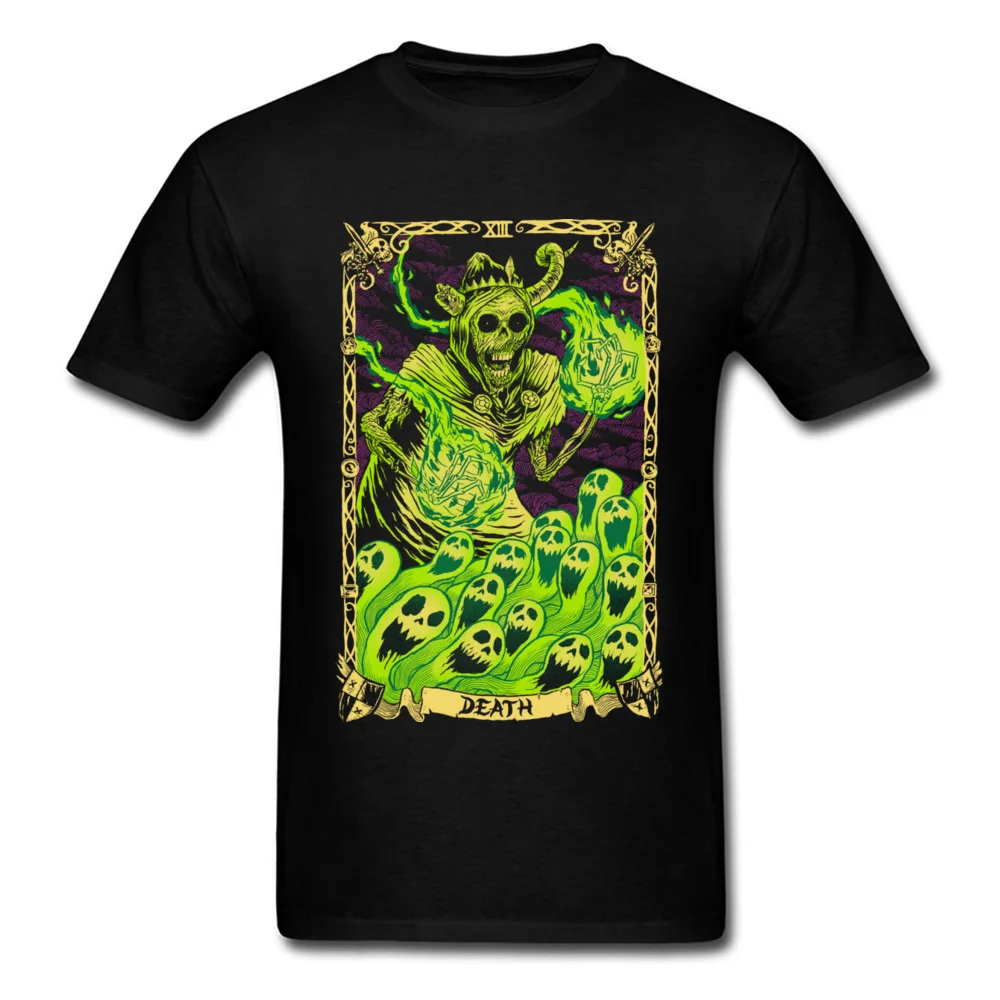 Street Style Popular T-Shirt Men Death Tarot Green Tshirt Big Size 100% Organic Cotton O Neck Band T Shirt Fashion Sweatshirt